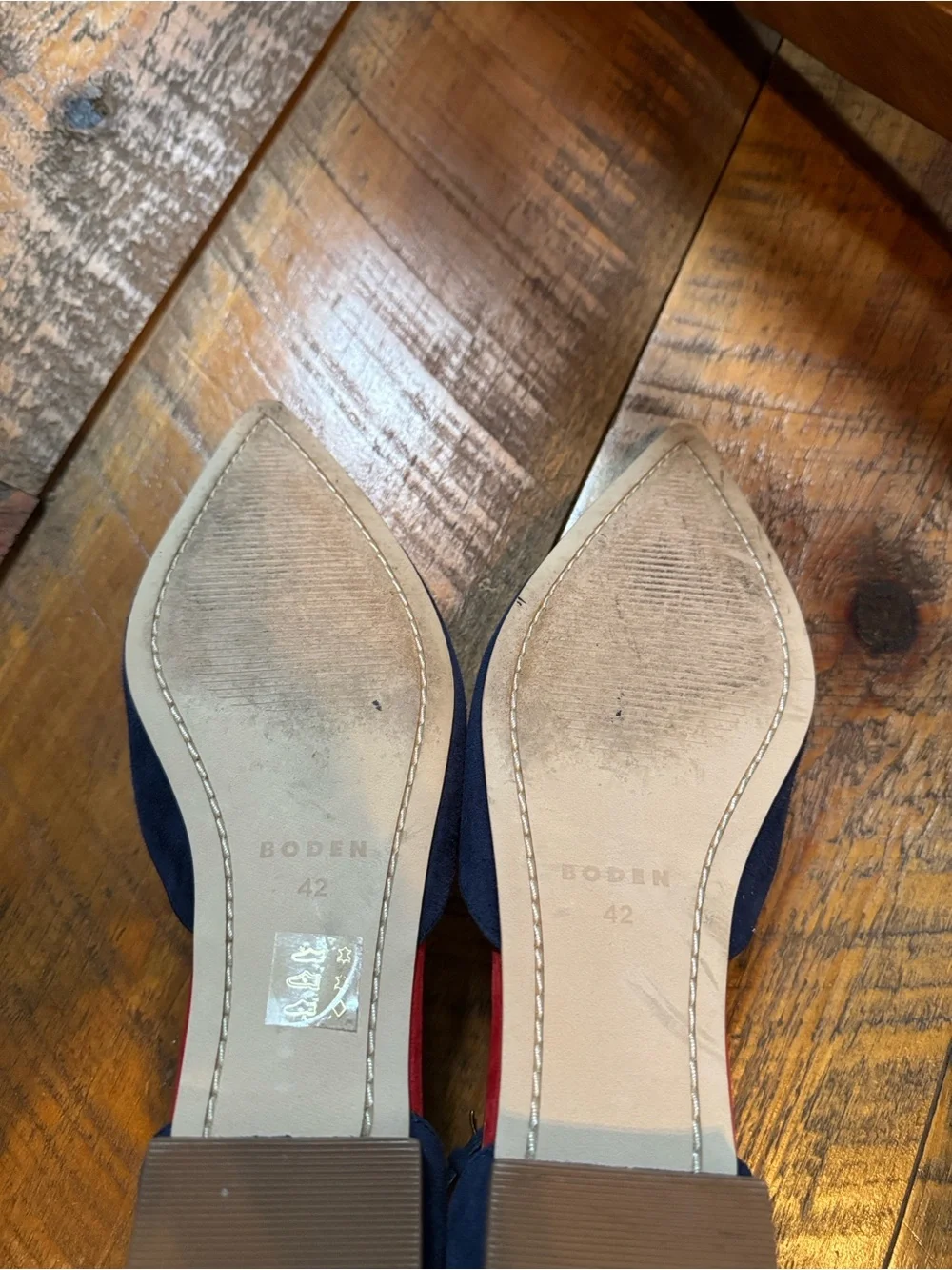 Boden navy blue suede ankle strap pointed toe flats Size 42 = 10.5 - Picture 11 of 14
